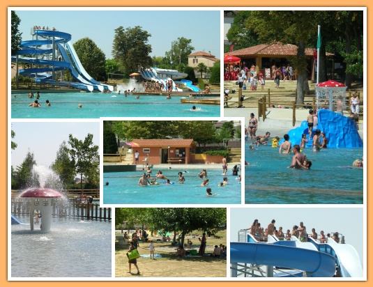 Groot zwembad en waterparadijs in Gondrin, Gers, Zuid Frankrijk.....