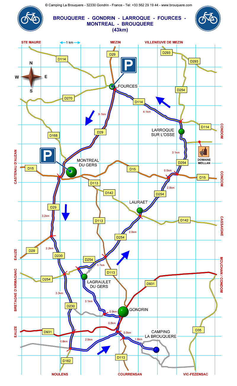 Fietsroute van Brouquere naar Larroque, Fources en Montreal du Gers.....