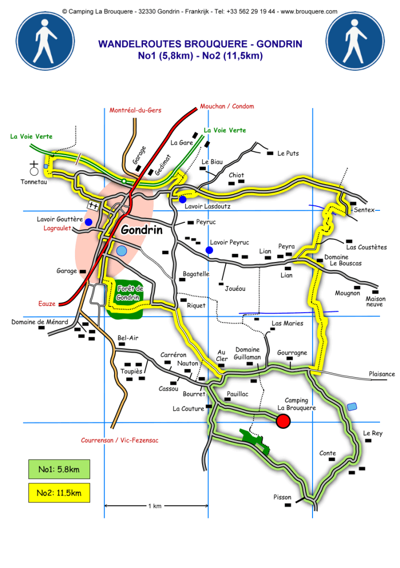 Wandelroutes vanaf Camping La Brouquere naar Gondrin.....