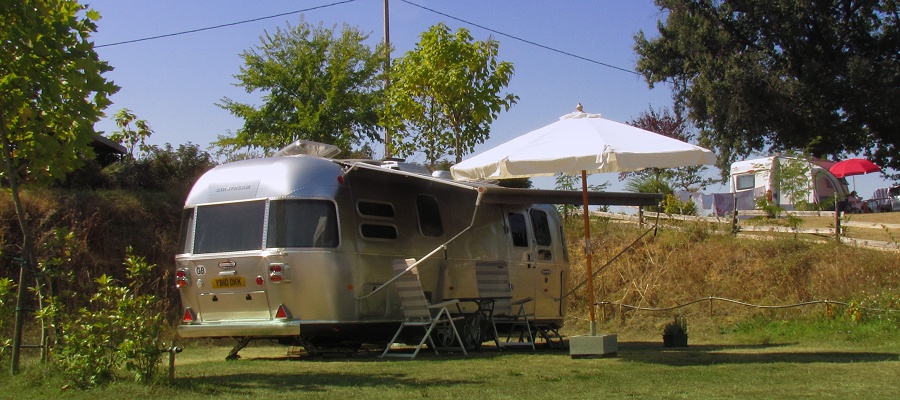 The Airstream caravan on Camping La Brouquere...